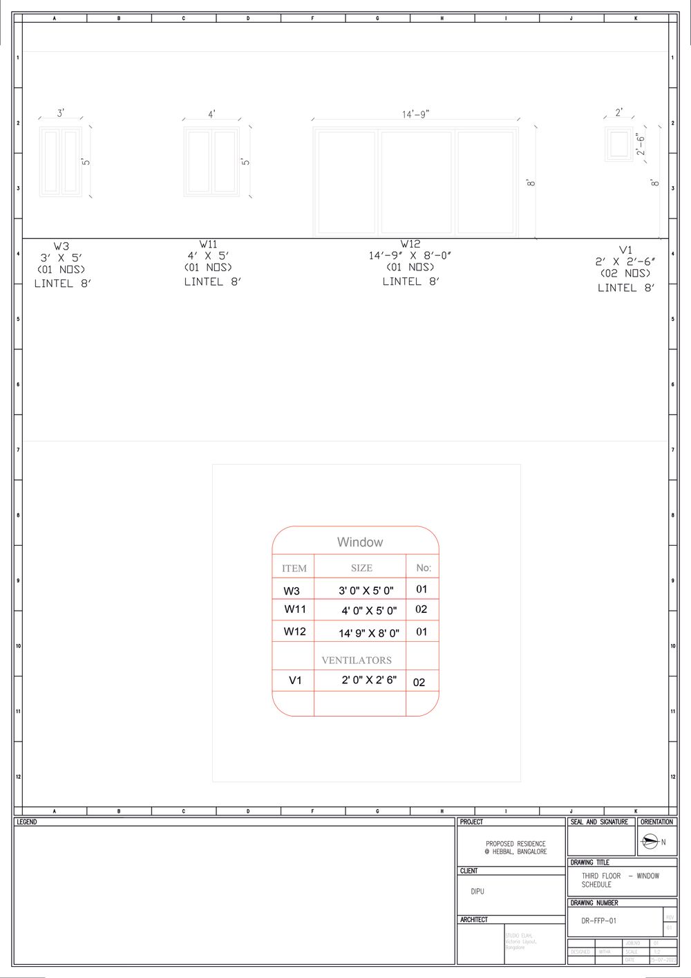 Third Floor Window Schedule